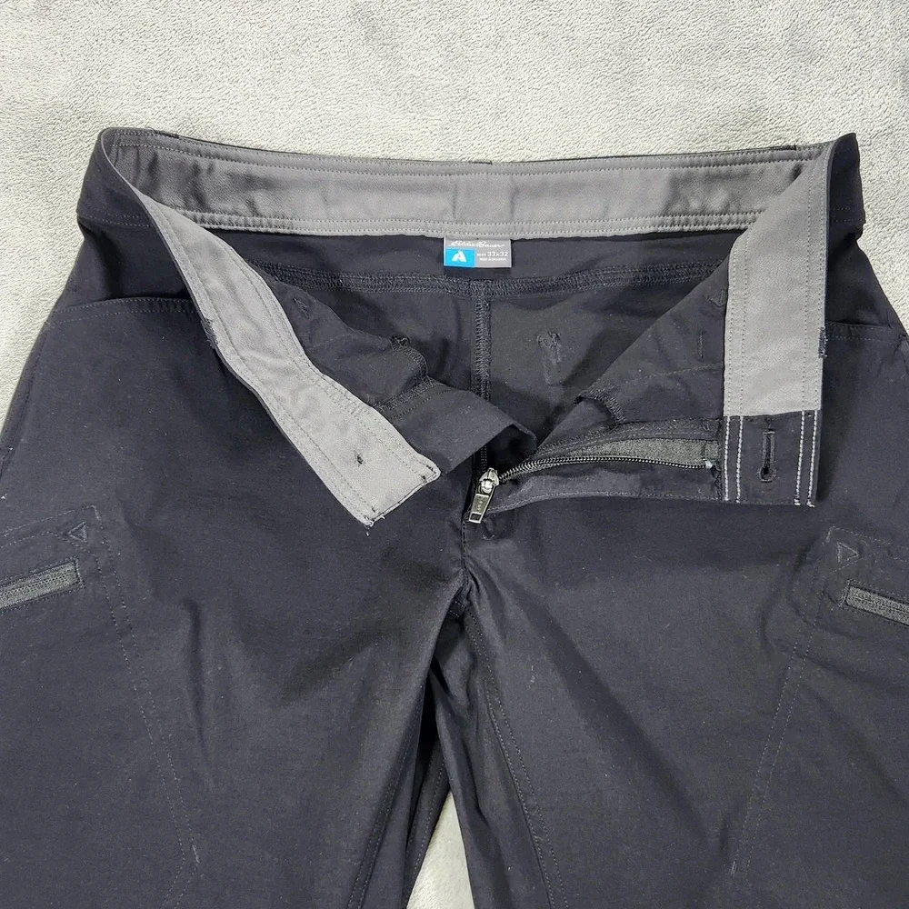 Eddie Bauer Pants Mens 33x32 Black First Ascent Hiking Zip Pocket Stretch